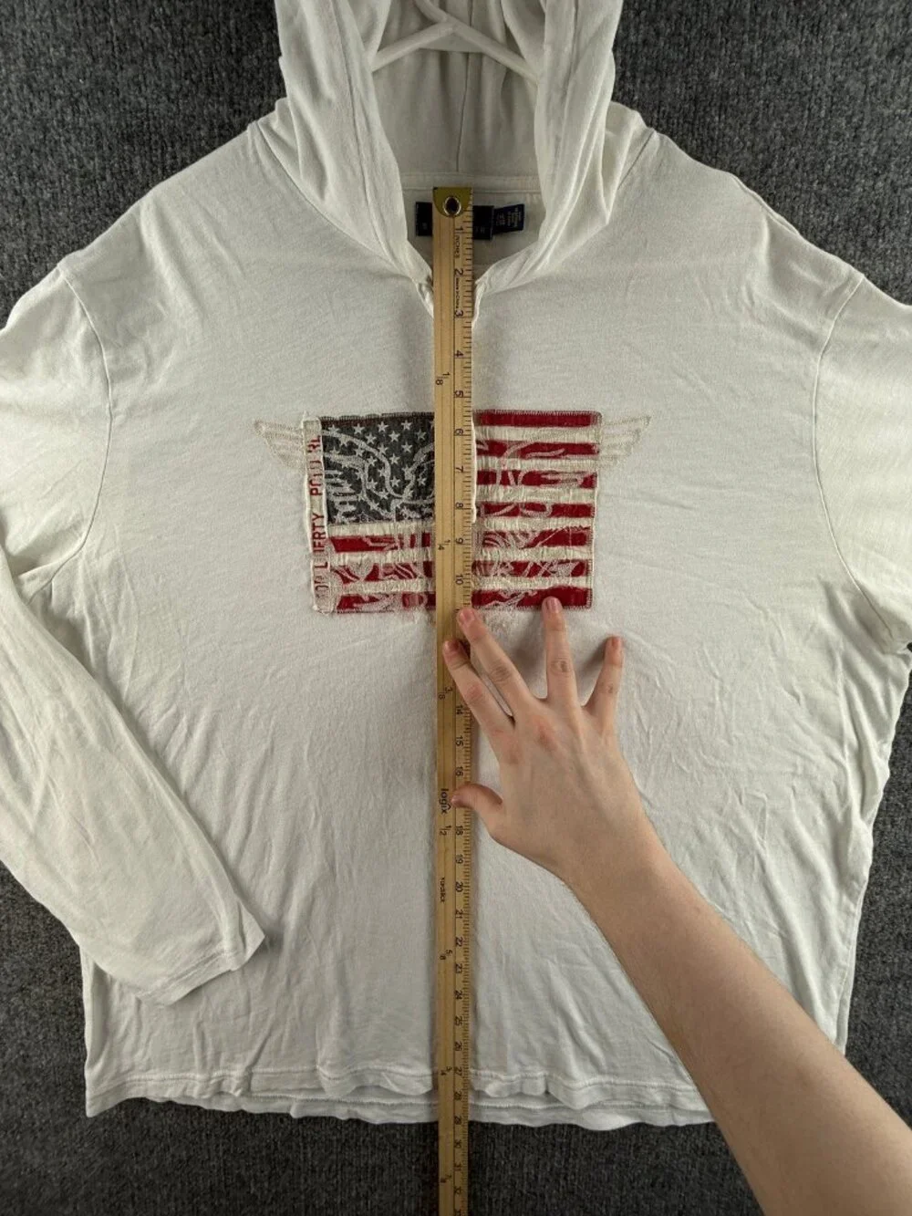 Polo Ralph Lauren Lightweight USA Flag 2XL White Sweater Pullover Graphic Hooded